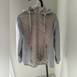 Swiss Tech Beige Quilted Jacket with detachable hoodie